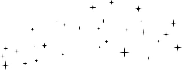 Sparklers and stars. Vector horizontal flowing effect with flying decoration elements.