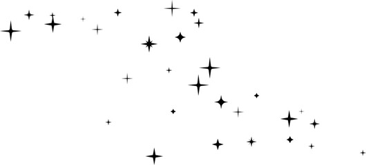 Stars and sparklers. Vector horizontal flowing effect with flying decoration elements.