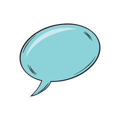 Naklejka premium A simple blue comic book speech bubble with a black outline isolated on white background