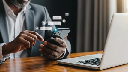 Engaging With Technology While Working From Home at a Modern Desk in the Late Afternoon - Powered by Adobe