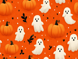 pattern with pumpkins and halloween ghosts
