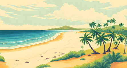 tropical beach, palm trees, beach landscape, tropical paradise, seaside view, ocean shoreline, sandy beach, turquoise water, tropical sunset, island beach, beach horizon, palm tree silhouette, beach v