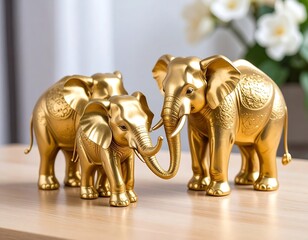 gold elephant on black background