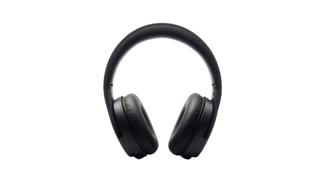 Black over-ear wireless headphones with a padded headband and cushioned ear cups designed for comfort and immersive sound experience.