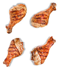 grilled chicken drumsticks on transparent background