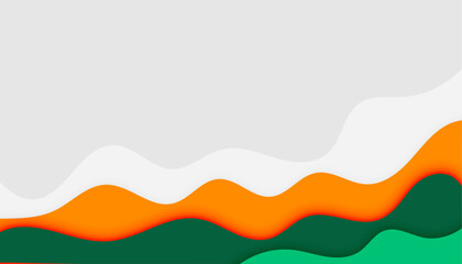 Abstract Vector Waves Background in Green, White, Orange