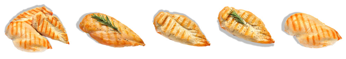 grilled chicken breast fillets on transparent background