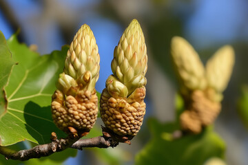 Large buds on trees that bloom as a result of spring, generated AI
