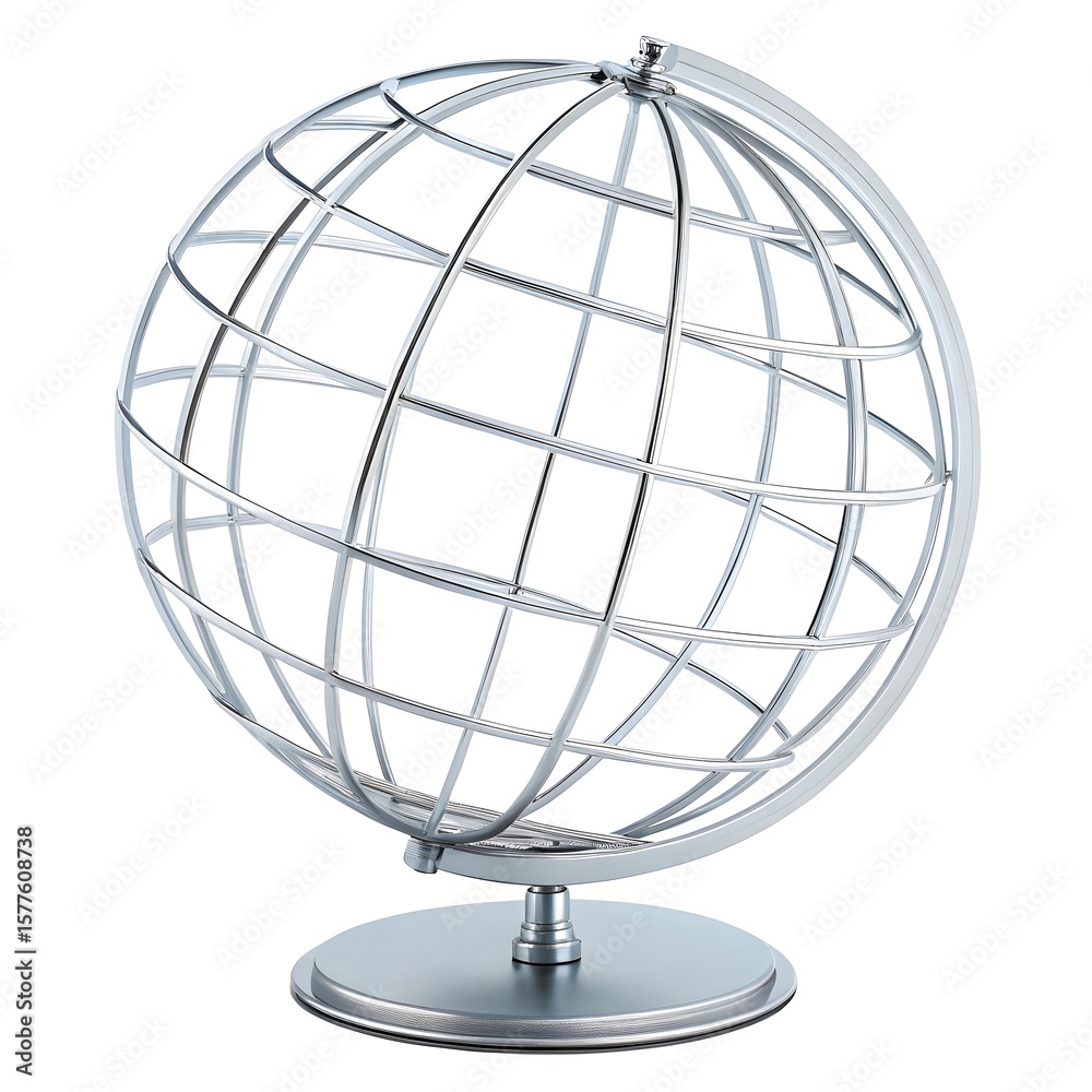 Fototapete 3d wireframe globe icon – tech style isolated on white background