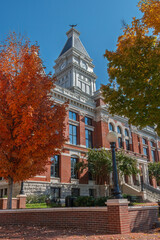 Montgomery County Courthouse.in Clarksville, Tennessee, on a sunny autumn day with a blue sky