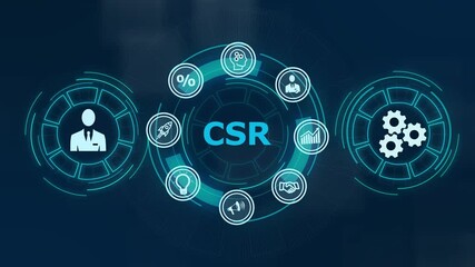 CSR abbreviation, modern technology concept. Business, Technology, Internet and network concept ,Abstract technology symbols on a blue background. - Powered by Adobe