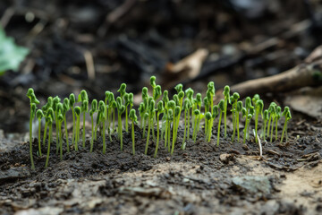 Young green shoots breaking through the ground, generated AI
