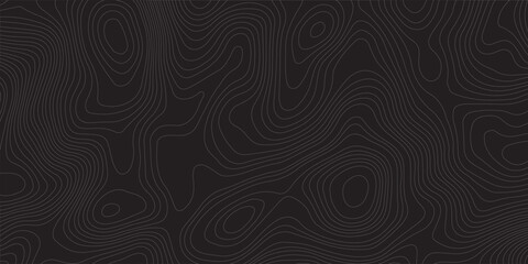 Abstract topographic map pattern with intricate lines on a dark background, ideal for design use, The black on white contours topography stylized height of the lines map.