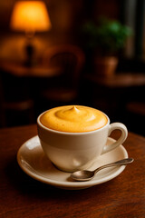 Obraz premium Vietnamese Egg Coffee in Cozy Café Setting