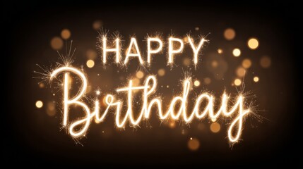 Sparkling happy birthday celebration sign with sparklers against a festive background for a joyous anniversary event