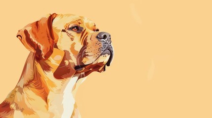 Celebrating international dog day with portrait of a majestic dog. Horzontal banner. Copy space. Flat illustration. World Animal Day. Free space for text