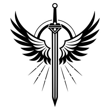 Silhouette vector art illustration of a royal vertical sword