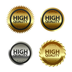 high quality labels and badges in silver and gold color