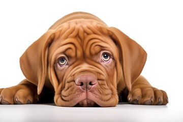 puppy dog Dogue de Bordeaux, isolated on white background