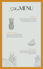 Hand Drawn Menu Template with Pineapple Illustration Tropical and Elegant Design