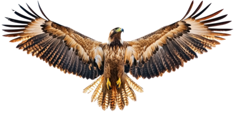 Large, majestic eagle wings with sharp, detailed feathers in a powerful pose. isolate on transparent background