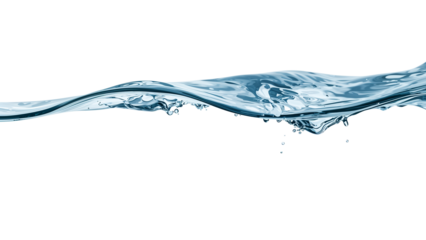 Translucent water surface with rippling wave isolated on transparent background