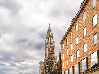 Iconic New Town Hall Tower In Munich With Ornate Gothic Architecture: Majestic Landmark Rising...
