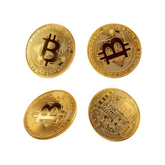 bitcoin cryptocurrency coins on transparent background