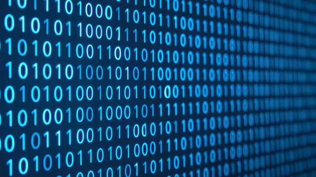 Glowing Blue Binary Code Background for Digital Technology and Cybersecurity Themes