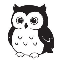Fototapeta premium Adorable black and white cartoon owl vector illustration for children's designs