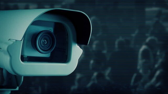 Surveillance Concept Camera And City Crowds
