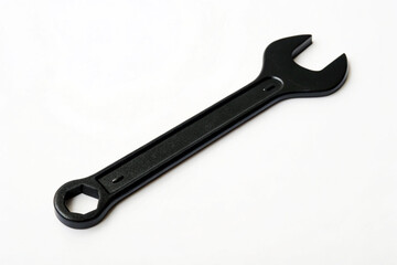 Obraz premium Black Wrench Icon Simple Tool Silhouette Isolated White Background