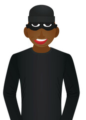 Thief in black suit. vector	