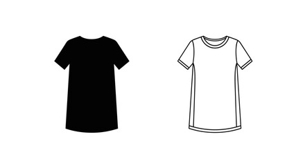 Illustration showing a black dress and a white outline dress side by side on white background