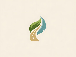 Naklejka premium Abstract Road to Nature Eco Friendly Green Leaf Design Logo