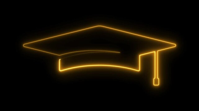 Neon graduation cap. Glowing academic art. Graduation cap glow. Education symbol icon. Academic success logo. Glowing scholar emblem. Learning milestone art. Knowledge design icon. Radiant cap graphic