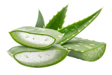 Fresh aloe vera plant with sliced leaf PNG Image