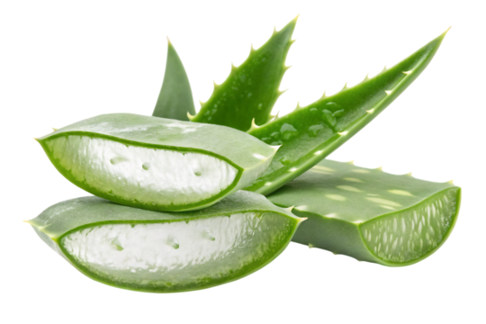 Fresh aloe vera plant with sliced leaf PNG Image