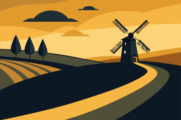 windmill on the road