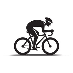 Obraz premium Stylized silhouette of a cyclist in full racing gear riding a bicycle with a low aerodynamic pose