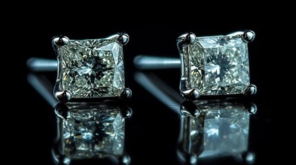 Close-up of elegant diamond stud earrings