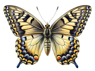 Naklejka premium A beautifully detailed yellow butterfly with intricate wings isolated on transparent background