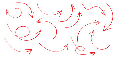 scribble illustration doodle arrow shape set. Hand drawn style with brush stroke.