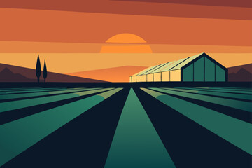 sunset over the river