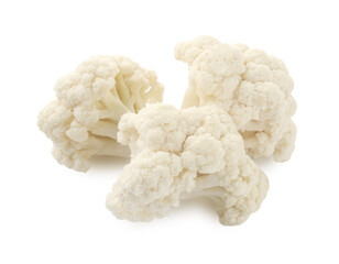 Fresh raw cauliflower florets isolated on white