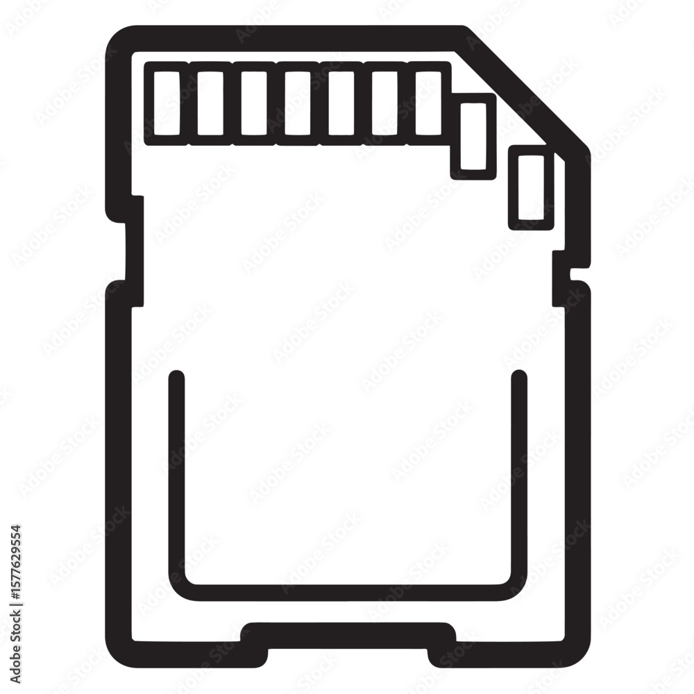 Poster vector icon of a compact digital memory card for data storage and information technology