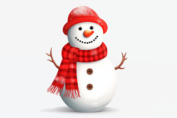 Christmas winter snowman isolated on white background