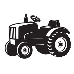 Obraz premium Vector illustration of a black and white farm tractor ideal for agricultural concepts