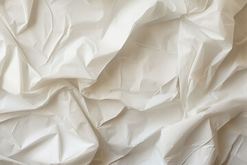 Obraz premium Crumpled paper, crumpled, cream-white paper texture, background