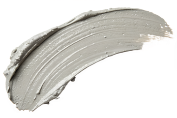 A gray cosmetic cream smear is isolated on transparent background for beauty products